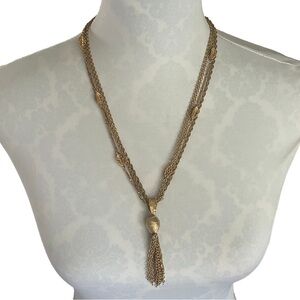 Vintage Gold-Tone Multi-Strand Tassel Pendant Necklace